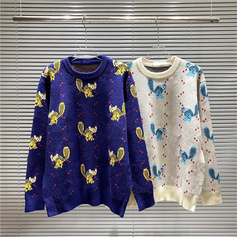 

Womens Knits Tees Ladies Fashion Autumn Pullover Sweater Knit Long Sleeve Crew Neck Classic Pattern Embroidery Breathable Casual Tops, No.1