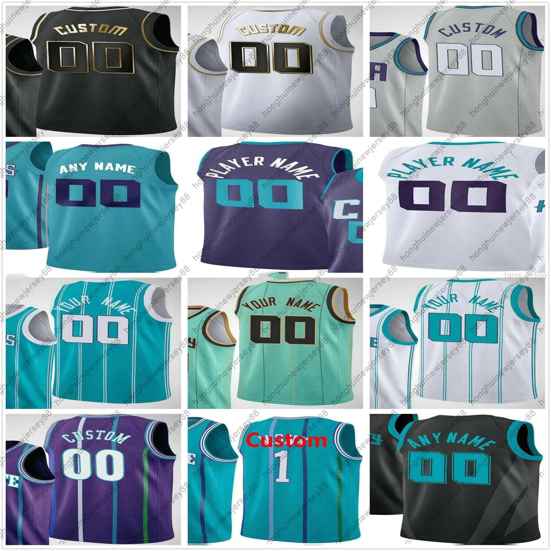

Custom 2 Ball Gordon 20 Hayward Miles Bridges Terry Rozier III Malik Monk Charlotte Hornets Men Woman Kids Basketball Jerseys