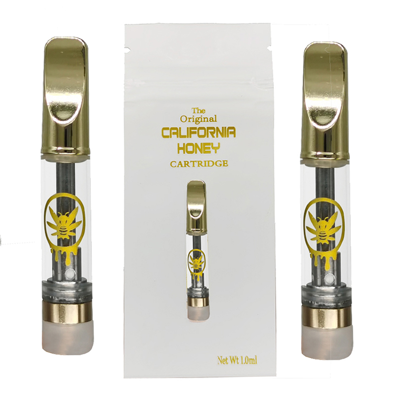 

California Honey Vape Cartridge Golden Vapes Pen Cart 510 Atomizer 0.8ml 1ml Carts Glass Tank Vaporizer Copper Drip Empty Vaporizers Gold Ecig