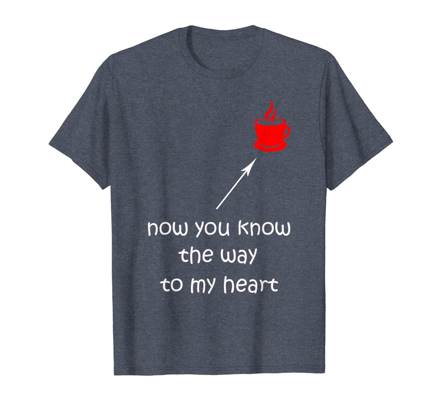 

funny coffee lover t-shirt - arrow to coffee cup over heart, White;black