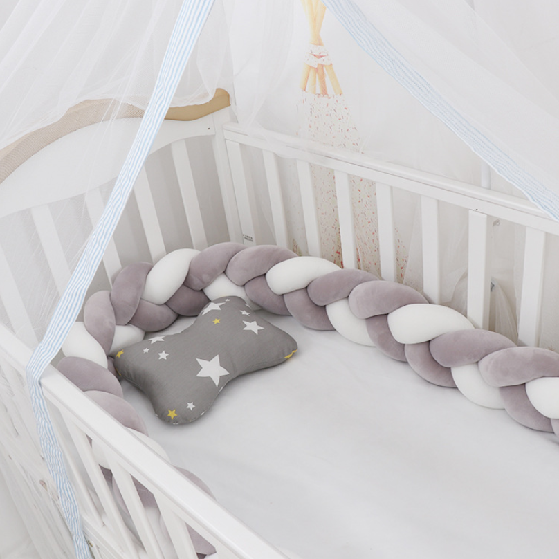 

4M Long Baby Bed Bumper Protector In The Crib Baby Pillow Cushion for Newborn Infant Knot Braided Bed Bumper
