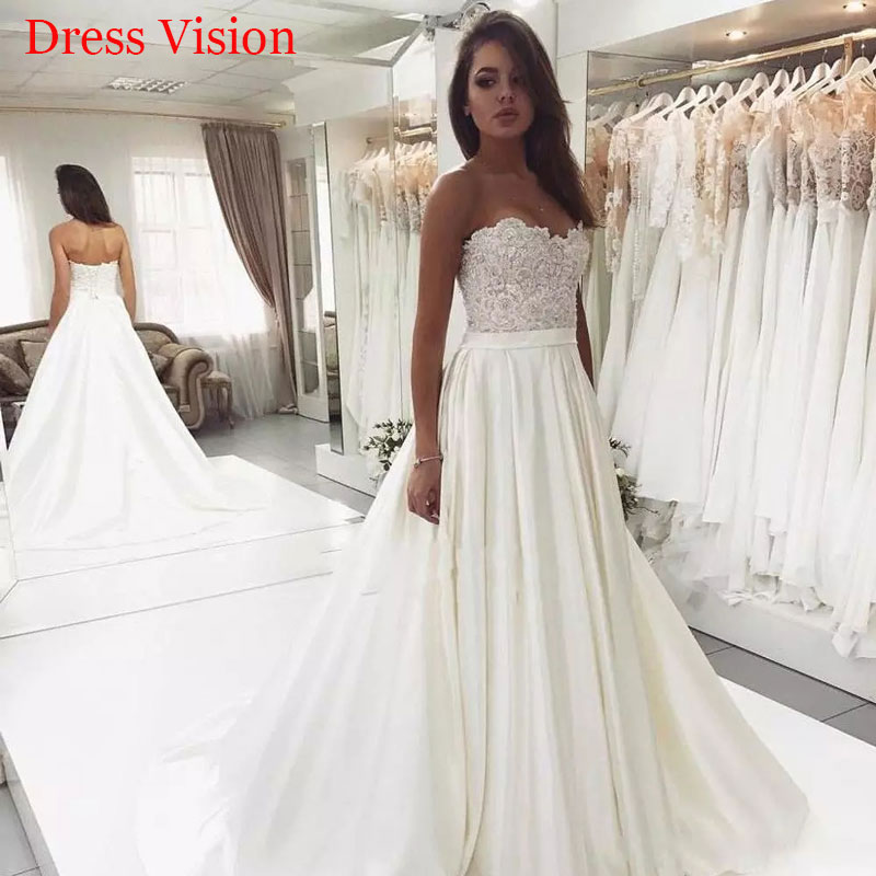 

Vestidos De Novia Sexy Lace Appliques Strapless Wedding Dresses Robe De Soire De Mariage Wedding Gown, White