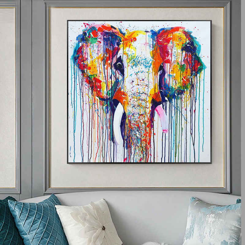 

Colorful Elephant Pictures Canvas Painting Abstract Animal Posters And Prints Wall Art For Living Room Decoration