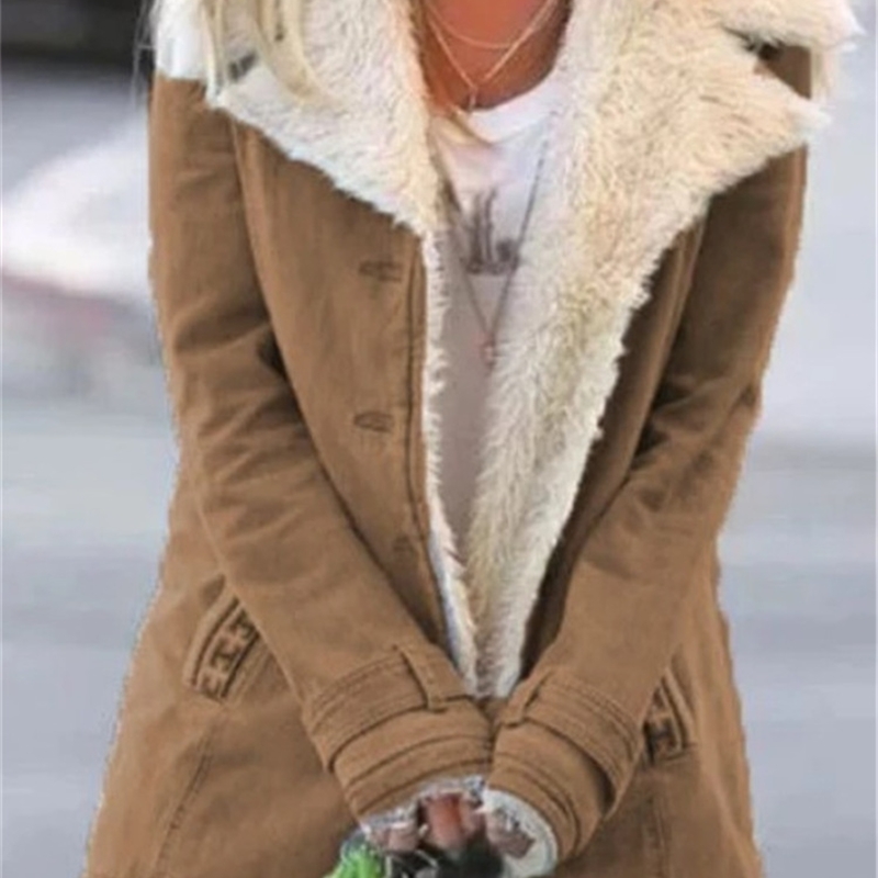 

10 color 8 size 2020 hot selling autumn and winter wear Plush thickened warm cotton women' coat, White