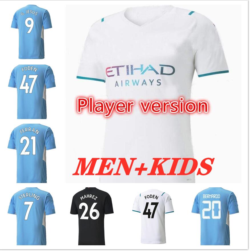 

Man kids Kit Manchester DE BRUYNE Soccer Jerseys 2021 22 STERLING G. JESUS CITY FODEN STONES Football Shirt BERNARDO RODRIGO FERRAN MAHREZ RÚBEN GREALISH Maillots Foot, Yellow