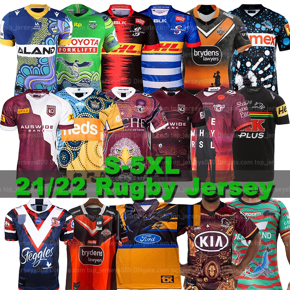 

21/22 Super Rugby League Jersey Raiders Black shark Panther Maru Manly Seahawks Parramatta Indigenous rabbit West tiger Hurricane training wear suit shirt Size S-5XL, As shown