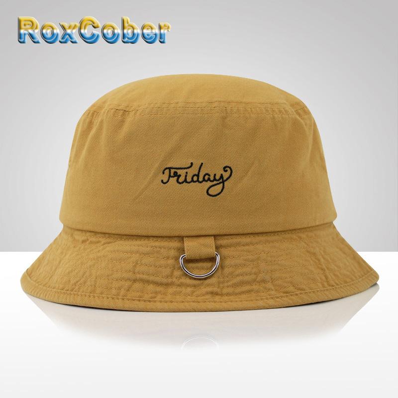 

Cloches RoxCober Women Men Outdoor Sun Protection Bucket Hat Letter Embroidered Beach Bob Chapeau Cap Fisherman Fishing, Black