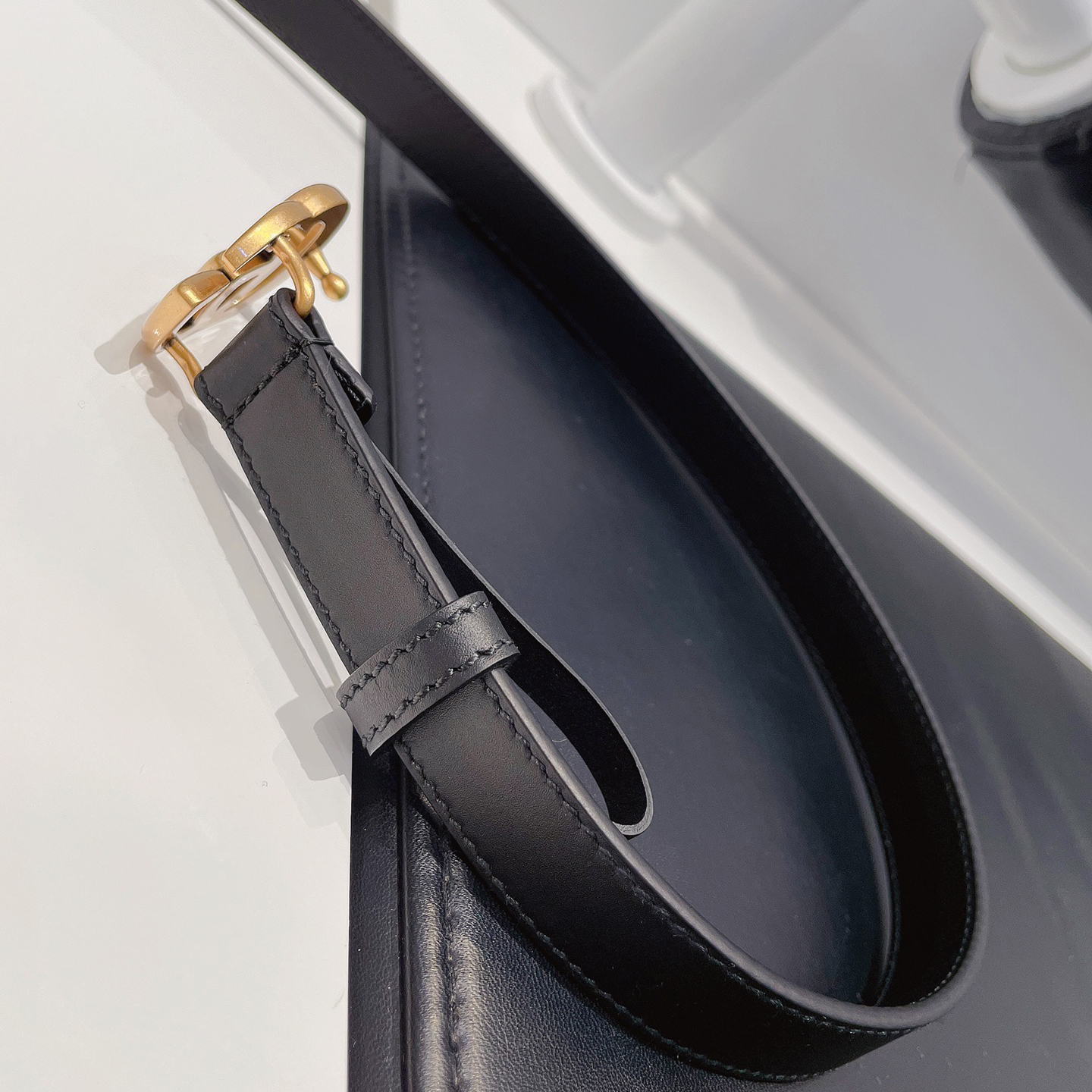 

Couple belt black leather width 3cm and 4cm fashion designer golden glossy buckle green gift box dust bag #GZ80-110cm