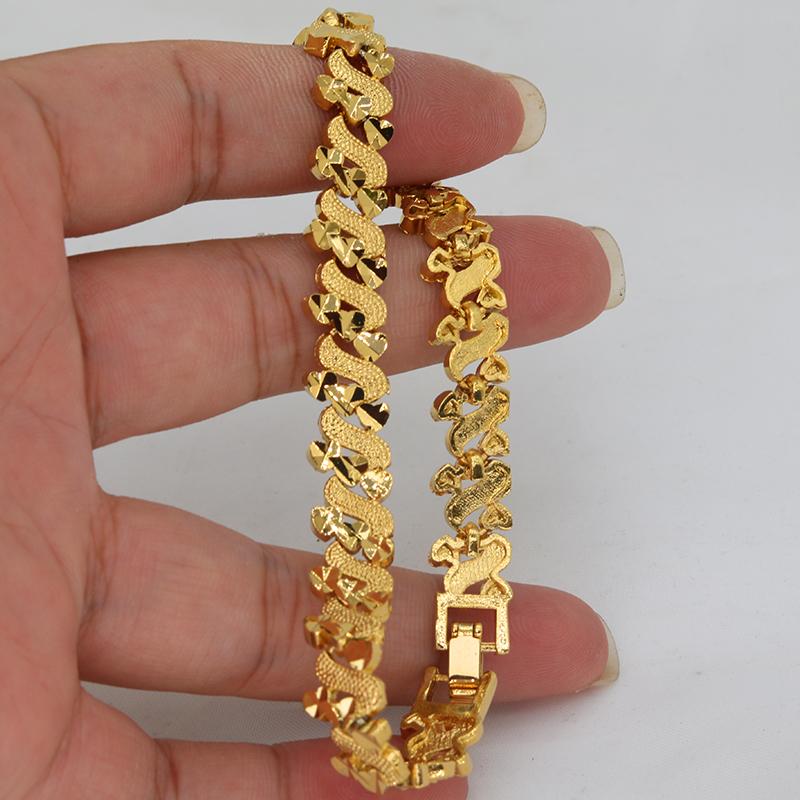 

Link, Chain Copper African Party Jewelry Gifts Ethiopian Cuban Dubai 24K Gold Color Various Shapes Bracelet For Men And Women