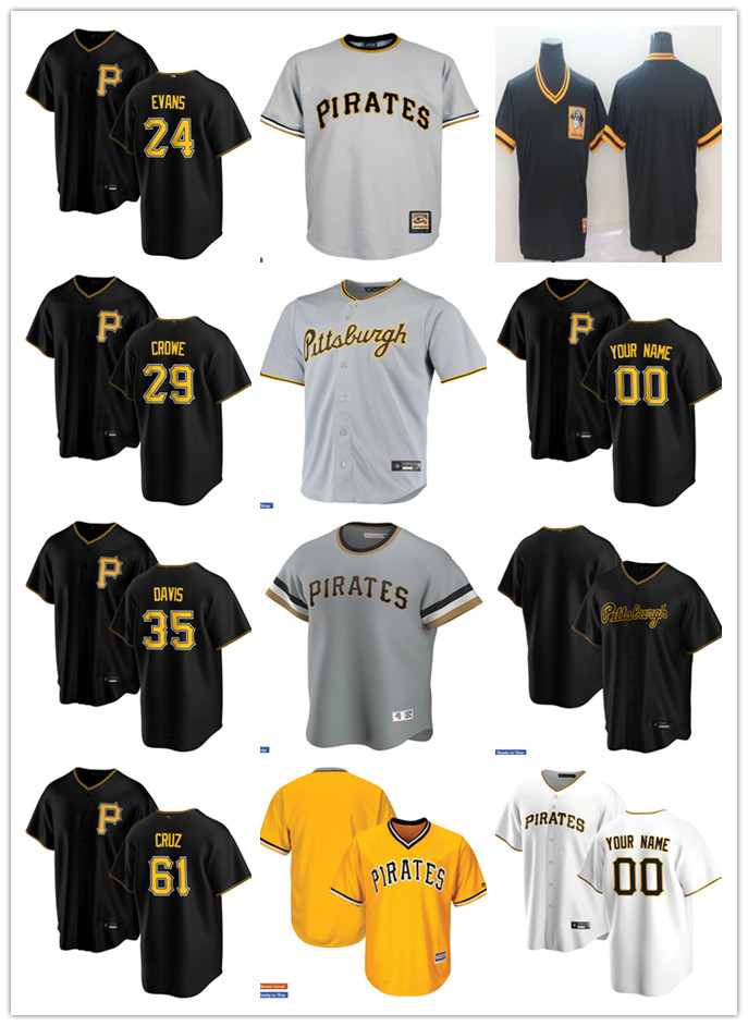 

Men Women Youth Pittsburgh Pirates 29 Wil Crowe 61 Oneil Cruz 35 Austin Davis 24 Phillip Evans Custom Baseball Jersey Blank blac, Blue;black