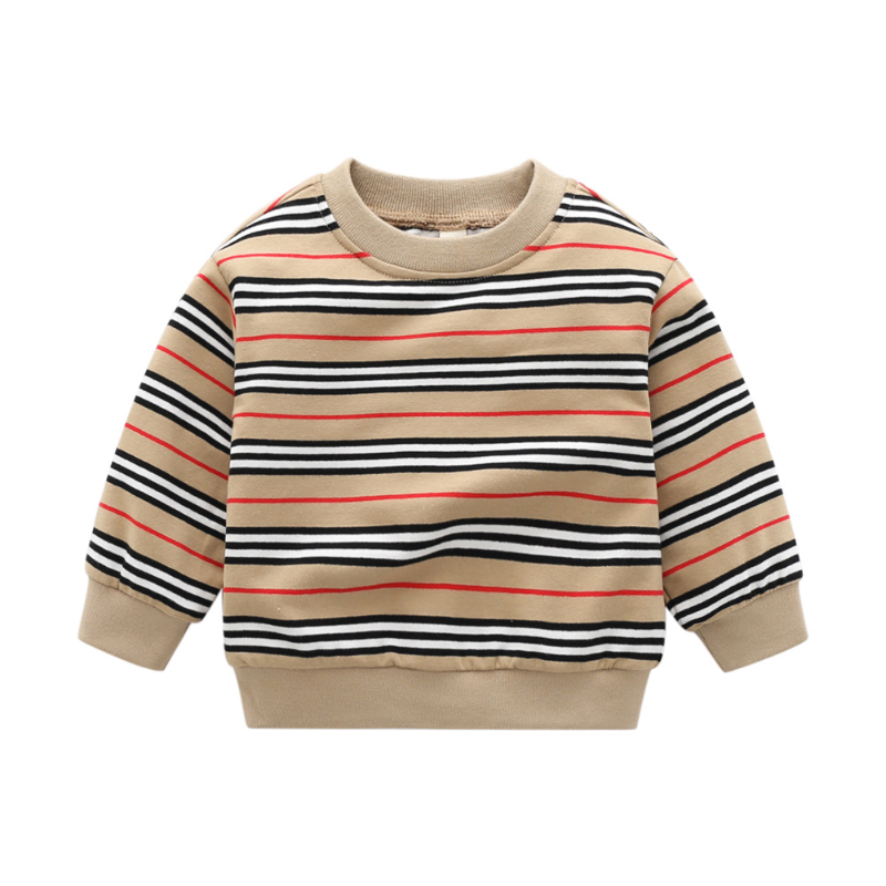 

New Winter Fashion Kids Clothes Bebe Unisex Cotton Wool Knitted Striped Sweater Toddler Baby Boy Girl Jacket T-shirt 1-6 Years, Khaki t-shirt