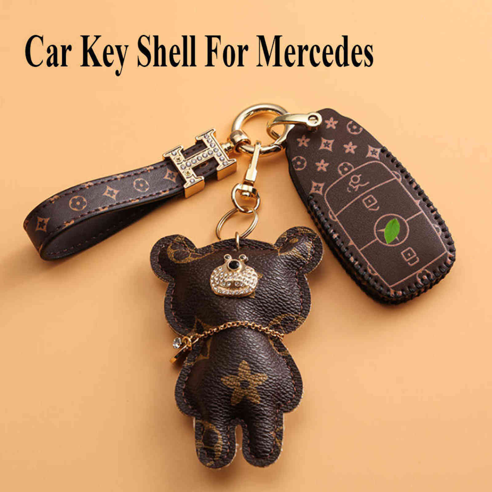 

Classic Leather Car Key Case Cover For Mercedes Benz E C G M R S A Class C200 C260L GLC CLA GLA200 Keychain Key Shell Protector, Other