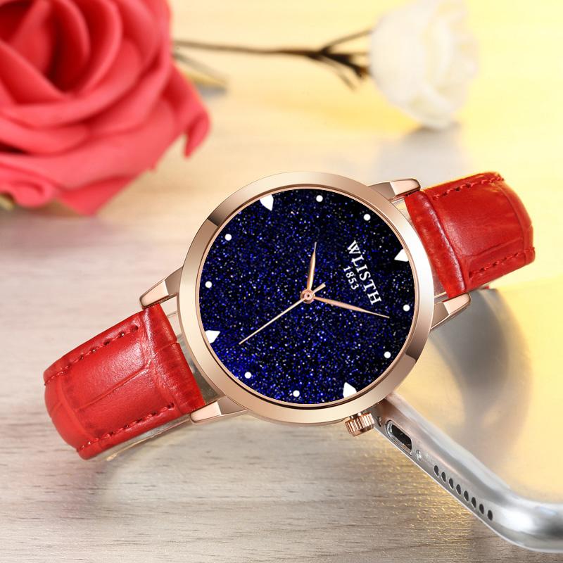 

Ladies Magnetic Starry Sky Clock Luxury Women Watches Fashion Belt Female Quartz Wristwatches Relogio Feminino Zegarek Damski, P612 red
