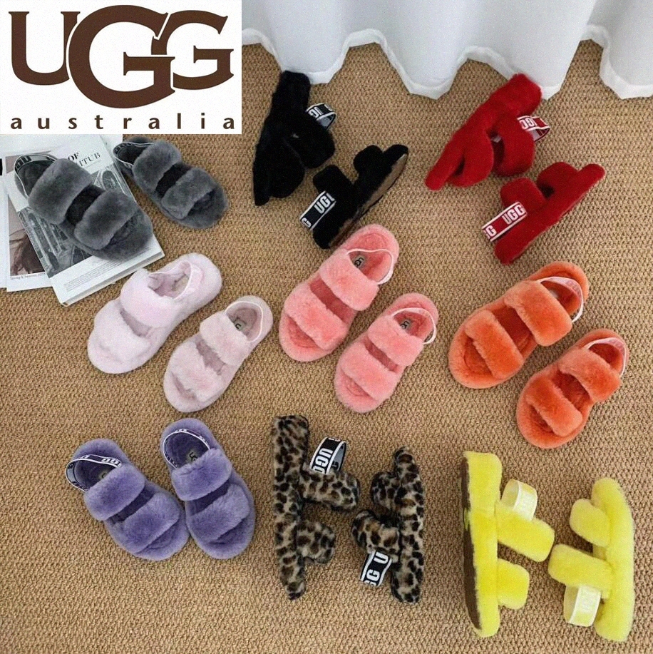 

2021 New Australia slippers fuzz wedges oh fluff yeah slides womens Australian fur sandale with fluffy furry women slipper shoes elastic tie ugg uggs platform s t6mj#, I need look other product