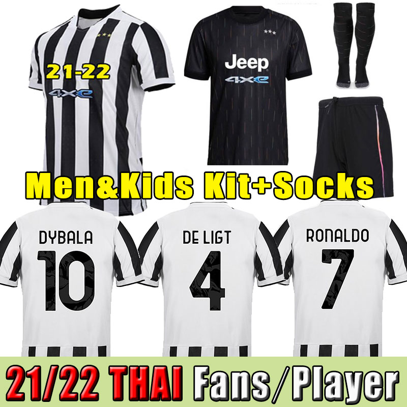 Version des fans Version Jersey de football 2021 2022 Ronaldo Dybala Morata Chiesa McKennie Kit de football Juven Chemise 21 22 Juve Men Kids Ens