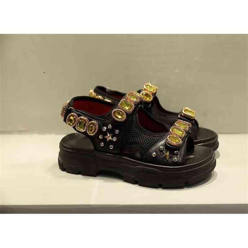 

2022 designer slippers Designer Luxury Diamond Glitter Women Leather and Mesh Sandals with Crystal Platform Shoes Woman, As a picture