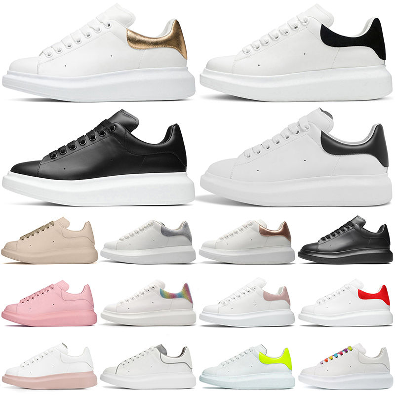 

casual shoes women platform sneakers Black White Suede Leather Rainbow Silver Reflective Volt designer luxurys mens womens outdoor sports trainers, Black leather