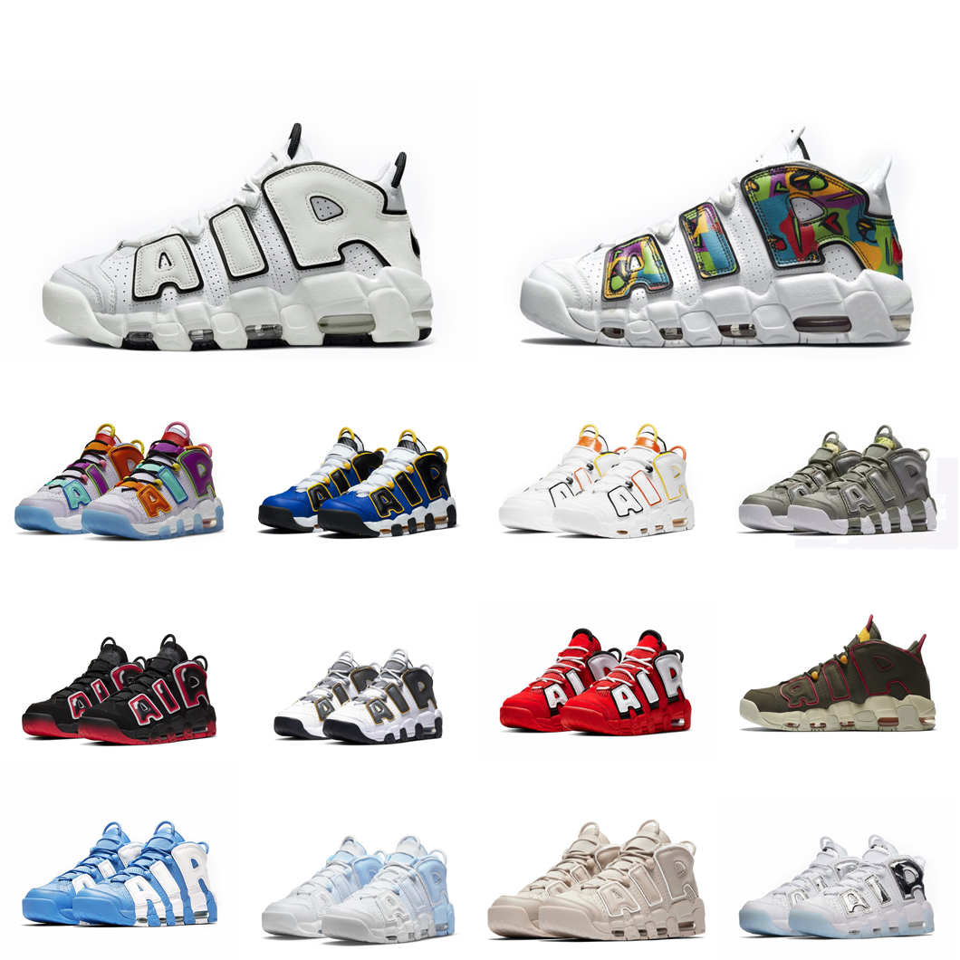 

Mens scottie pippen uptempos basketball shoes Black White Multi color Peace Love Grey Red Gold CNY womens lebron 19 sneakers boots with box, White green