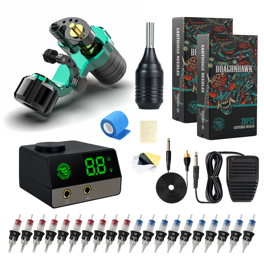 

Dragonhawk Falcon RCA Rotary Tattoo Machine Coreless Motor Makeup Kit with Alloy Grip Silicone Case Cartridge Needles Supply KitScouts