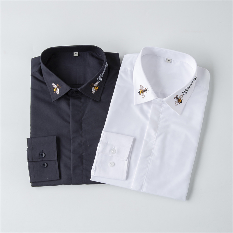 

2022ss Mens shirt luxury designer fashion trend wear long sleeve business casual brand spring slimming M-3XL, Black