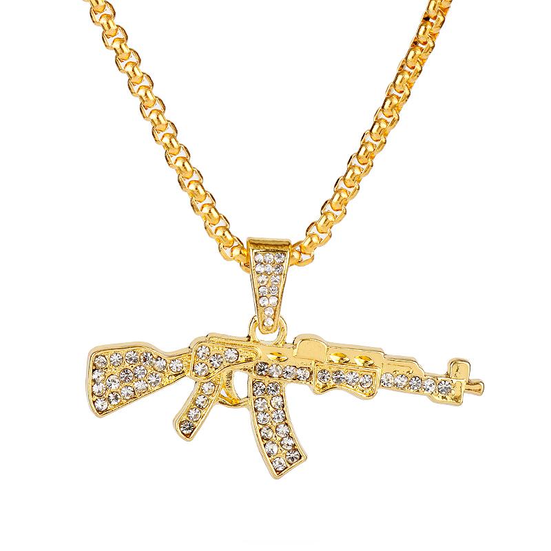 

Submachine Gun Necklace Men Hip Hop Jewelry Link Chain Pendants Necklaces Chains