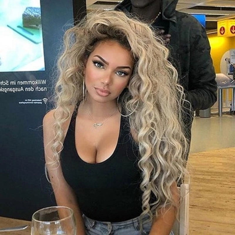 

long Wig chemical fiber curly hair women's wigs headgear, Picture color