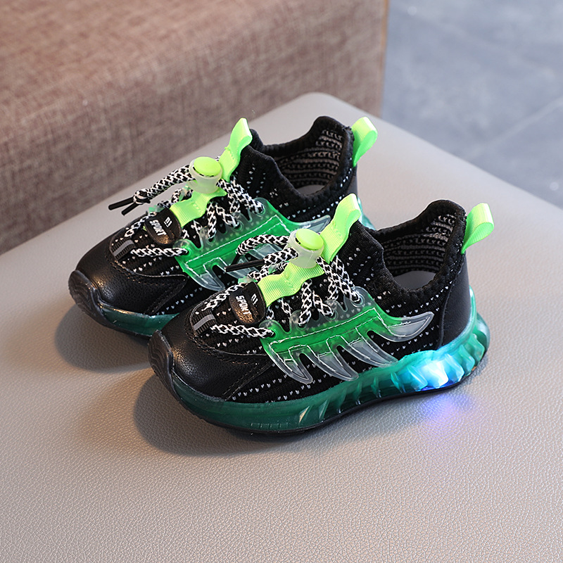 

Size 21-30 Luminous Baby Shoes With LED Lights For Boys Children Glowing Sneakers For Boys Non-slip Running Kids Shoes For Girls, Black
