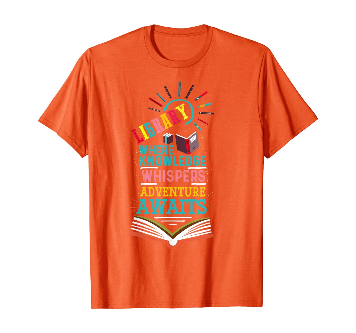 

Library Adventure Book lover on day of school gift T-shirt, White;black