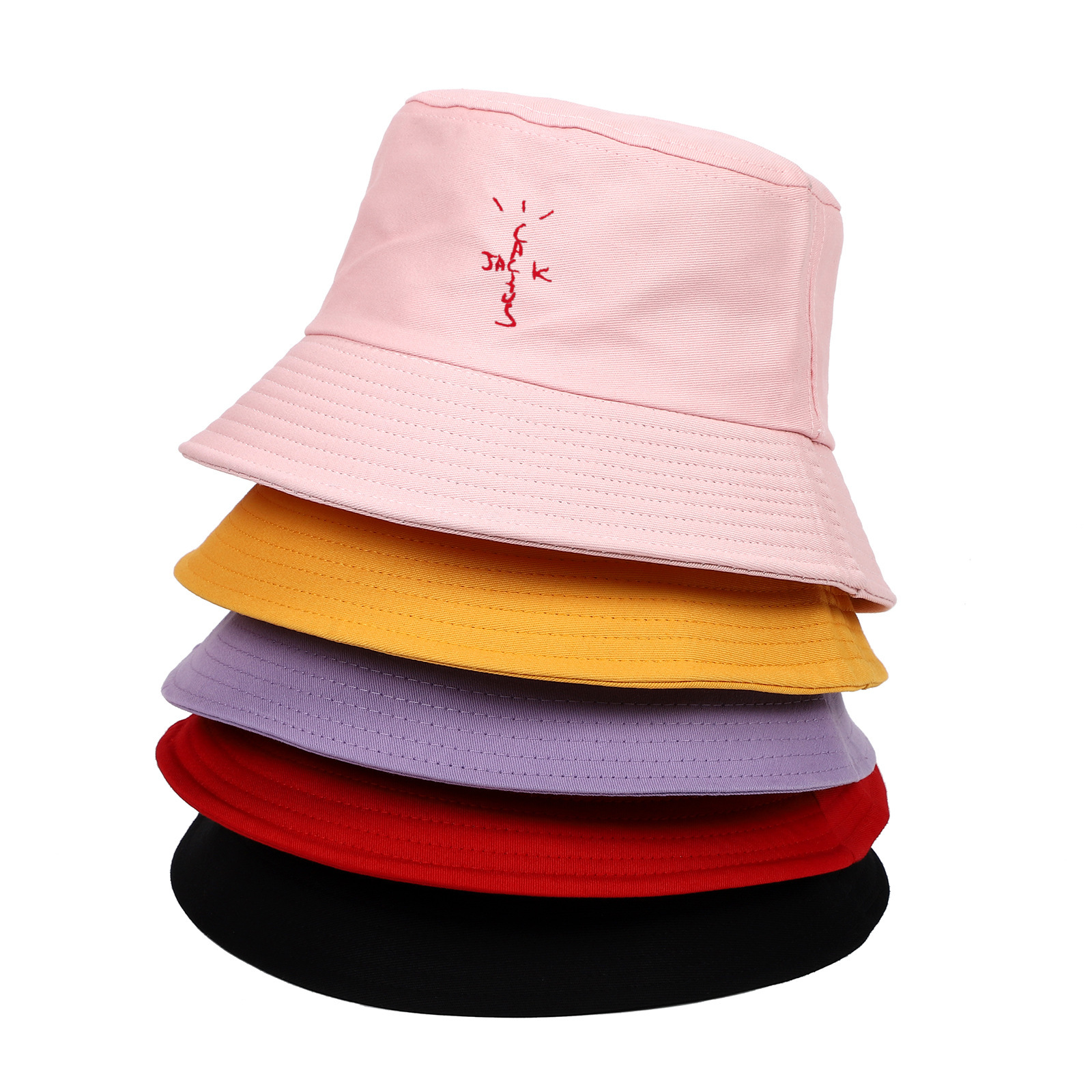 

Bucket Hat Cactus Jack Embroidery Caps Men and Women Couple Travis Scott Letters Adjustable Cotton Hats, Random colour