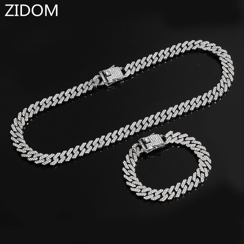 

Men Hip Hop Cuban Chain Necklace Fashion 13mm Rhombus Chains Necklaces Iced Out Bling Male HipHop Jewelry Gifts