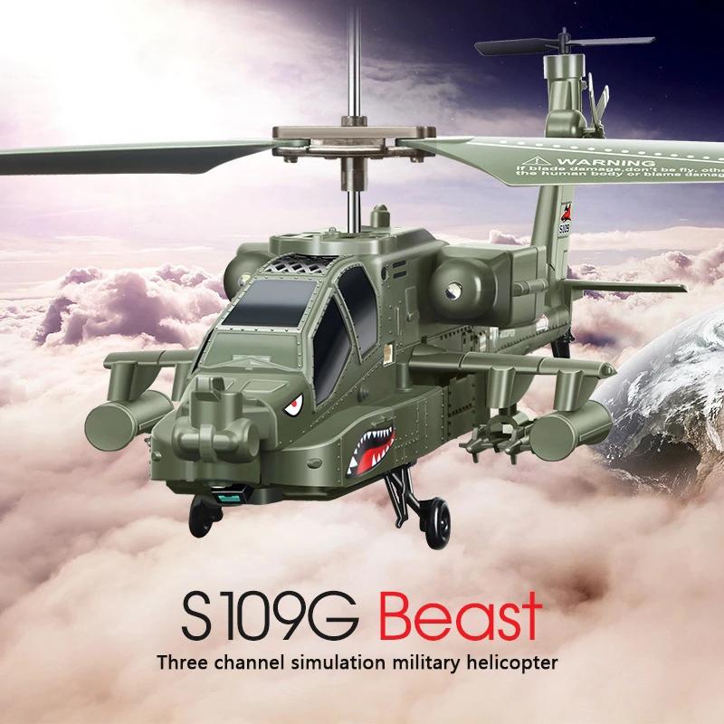 

Drones S109G 3.5CH Beast Alloy Gunship RC Helicopter Children's Fall Resistance Stable Military Model RTF Drone Toy Kids Gift S111G