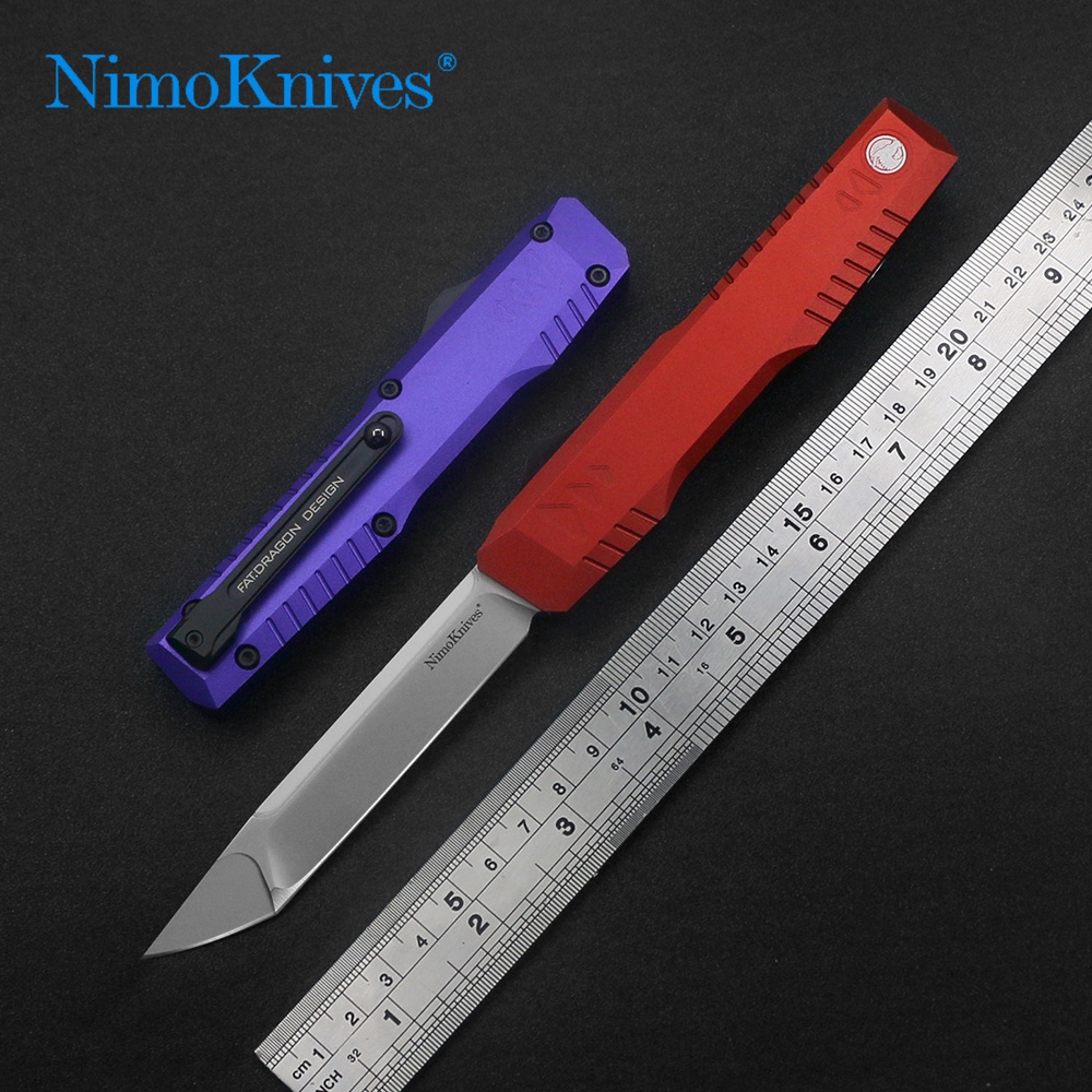 

Nimoknives & Fatdragon Outdoor Pocket Hunting Tactical Automatic Knife D2 Blade Aviation Aluminum T6-6063 Handle Original Design Kitchen dinner cutter