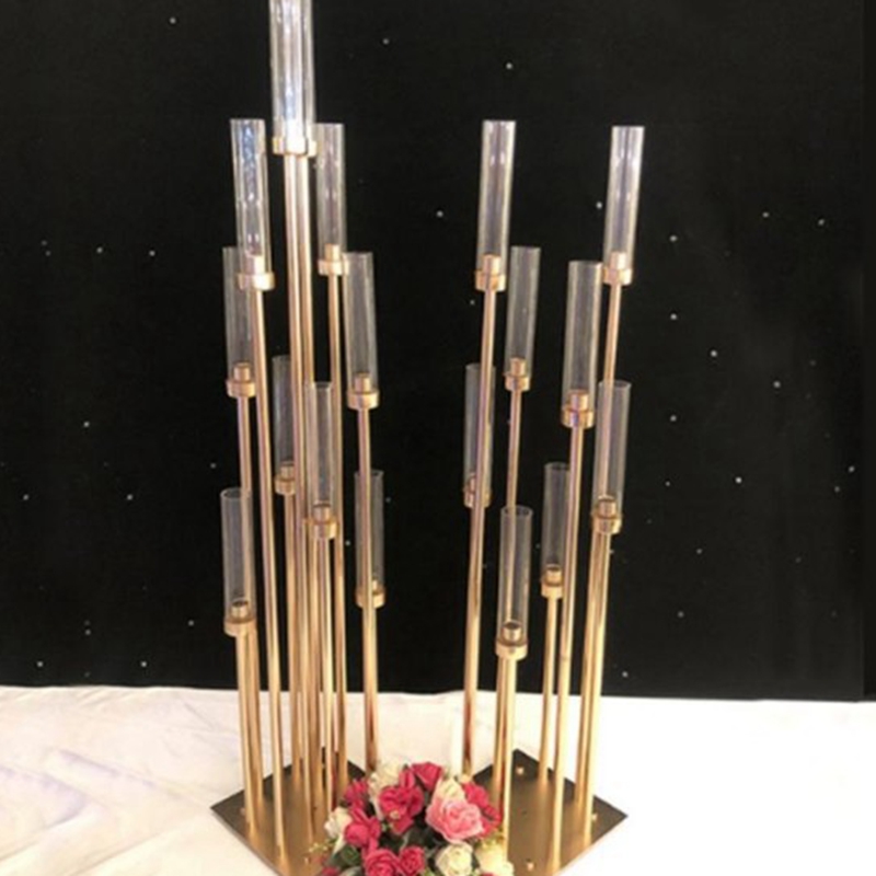 

Wedding Backdrop stick 12 heads candelabra wedding Aisle Decor Gold Tall Event Table Centerpieces for Wedding Stands MMA126