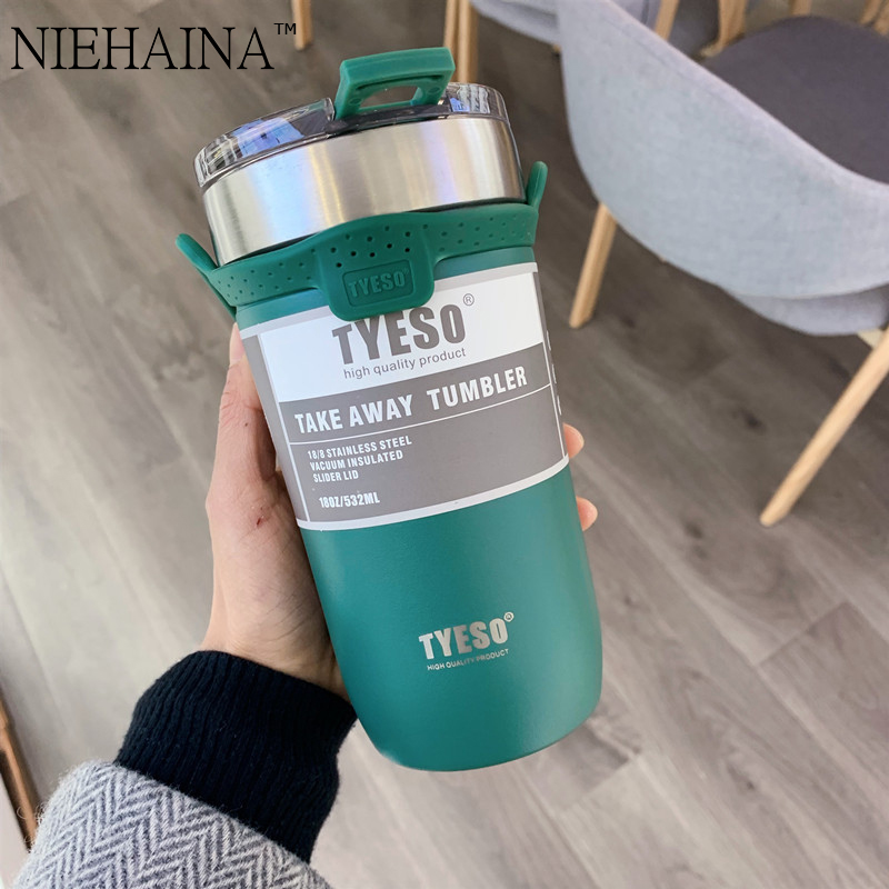 

Stainless Steel Tumblers Coffee Mug 550ml Double with Non-slip Case Car Vacuum Flask Travel Insulated Bottle, He038-green