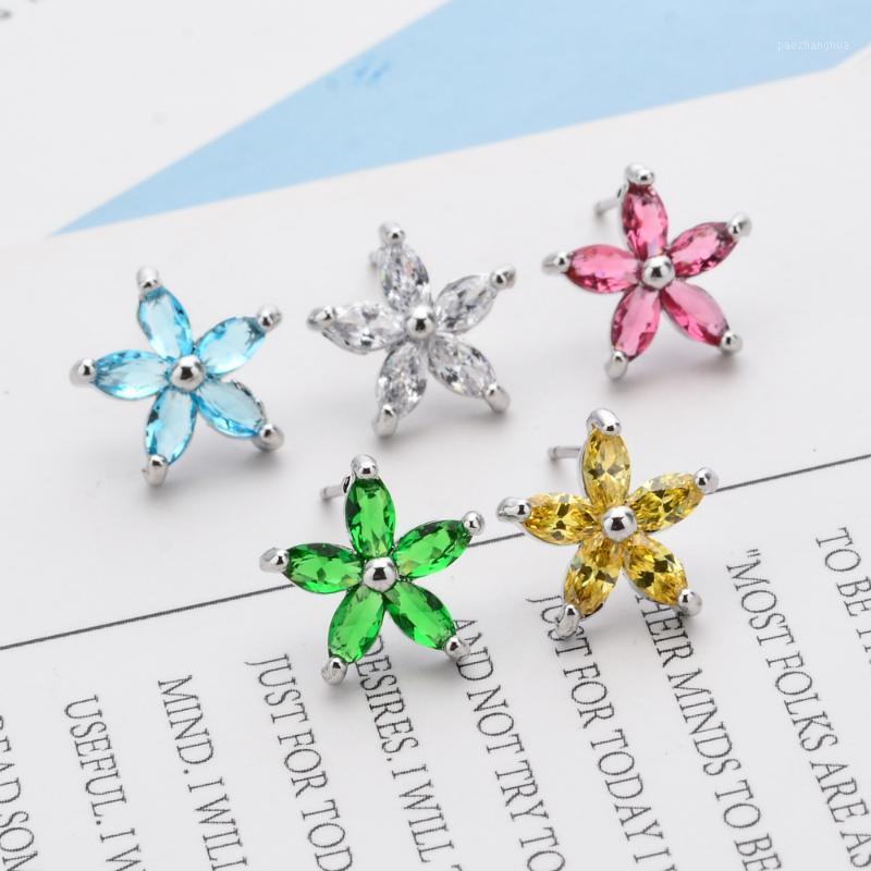 

Stud Simple And Elegant Fashion Classic Flower Zircon Earrings Jewelry Gifts For Women/girls Wedding Parties ER-287, Golden;silver
