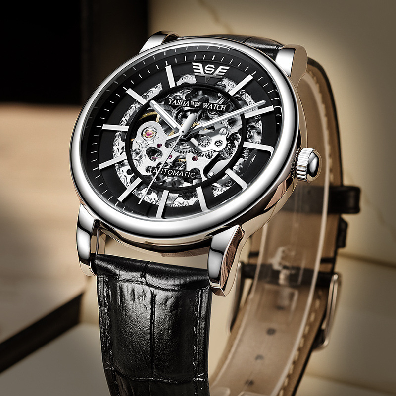 

Swiss high end mechanical watch automatic men's trend waterproof watch{category}, Slivery;brown