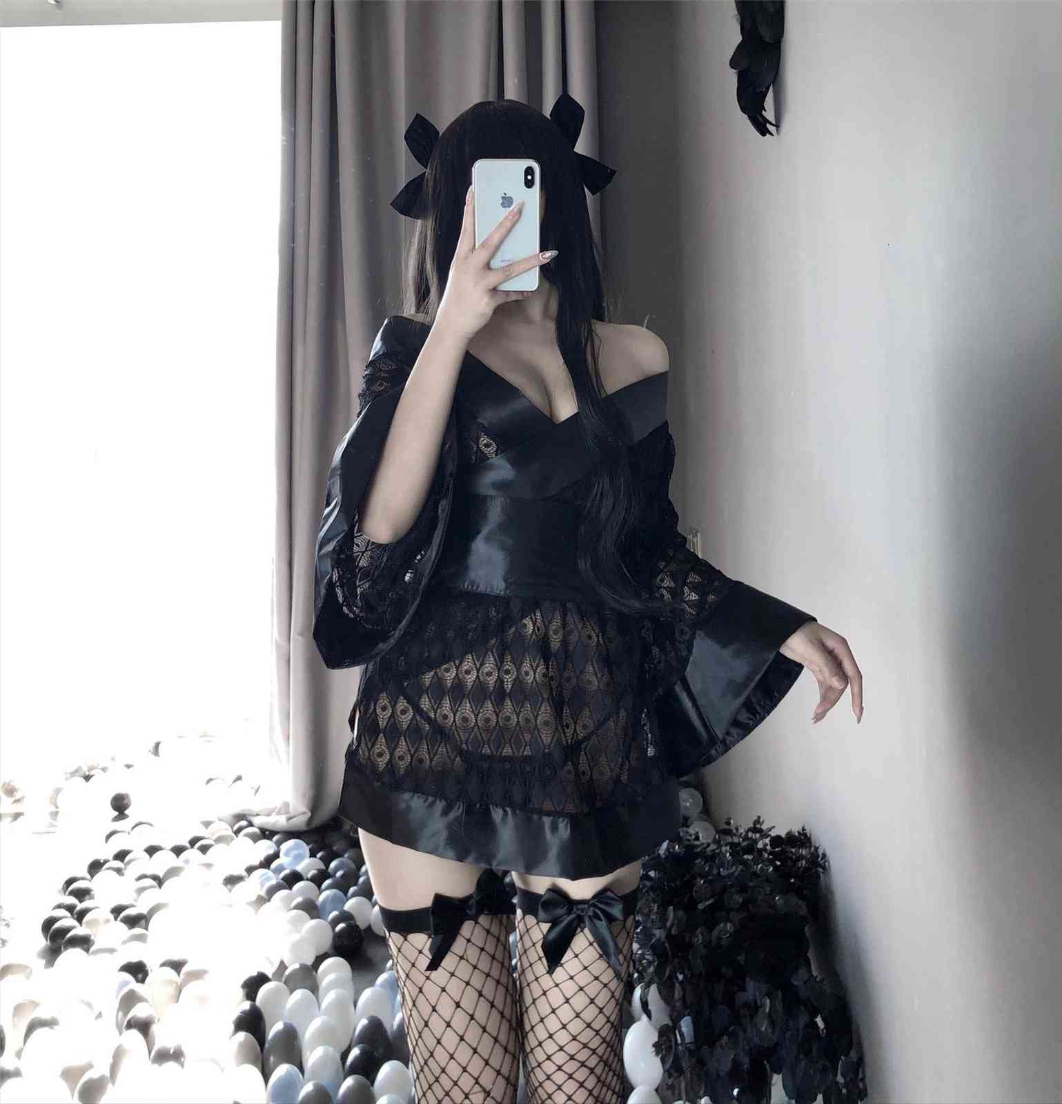 

Robes Fluffy Sexy Costumes Womens Sleepwears Role Playing Erotic Lingerie Japanese Kimono Cosplay Stripper Clothes, No stocking