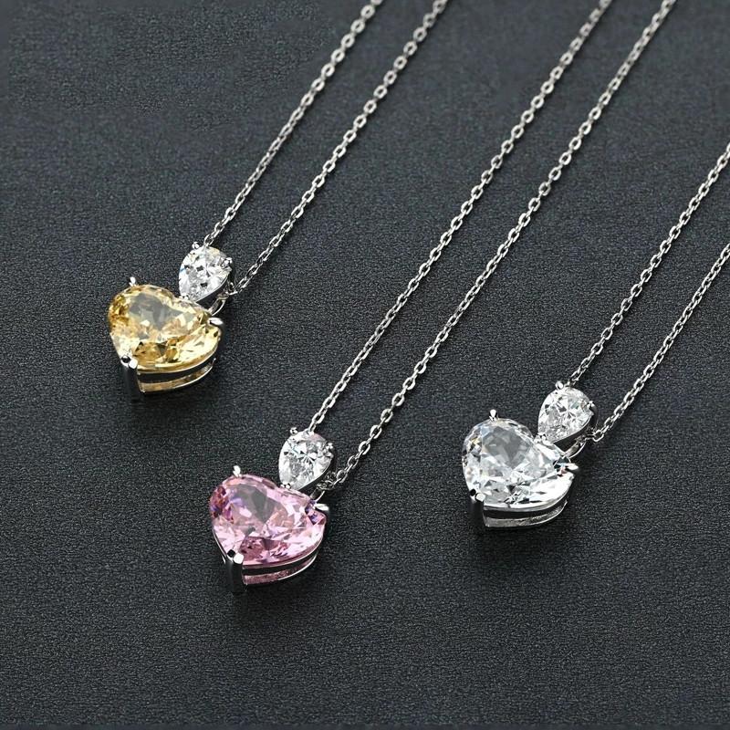 

Pendant Necklaces ZHUOY 925 Sterling Silver Heart Necklace For Women High Carbon Drill Party Fine Jewelry Gift Style Simple And