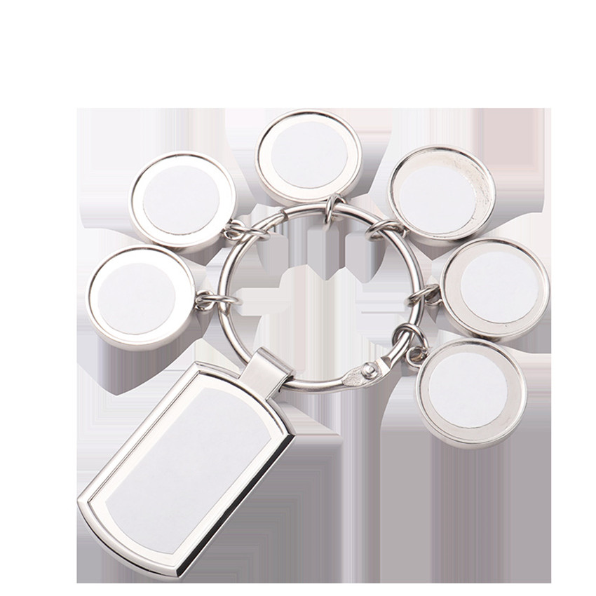 

Pendant Sublimation Keychains 7 pieces Set Heat Thermal Transfer Printing Metal Keychain White Blank Pendants V1