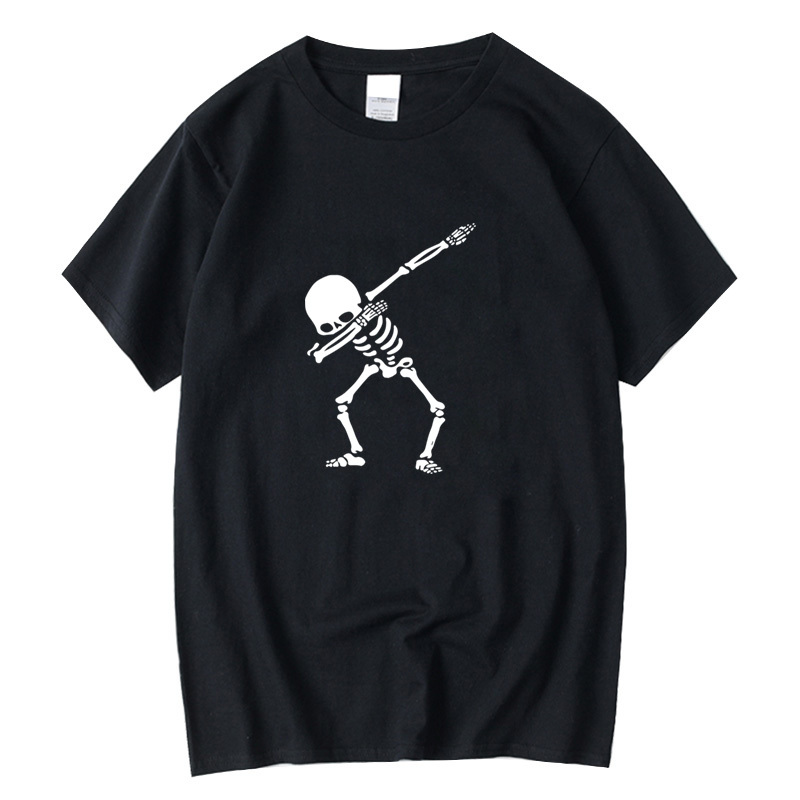 

XIN YI Men's t-shirt High quality 100% for men short sleeve print skull t shirt casual o-neck tee shirts Funny tshirt, White