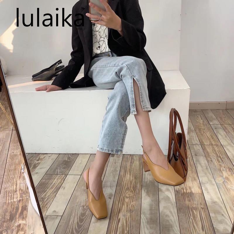 

Dress Shoes 2021 Woman Spring Slingbacks 7 Cm High Heels Sandals Women Square Toe Wave Elegant Pumps For Party Wedding Shoe Size 35-39, Black