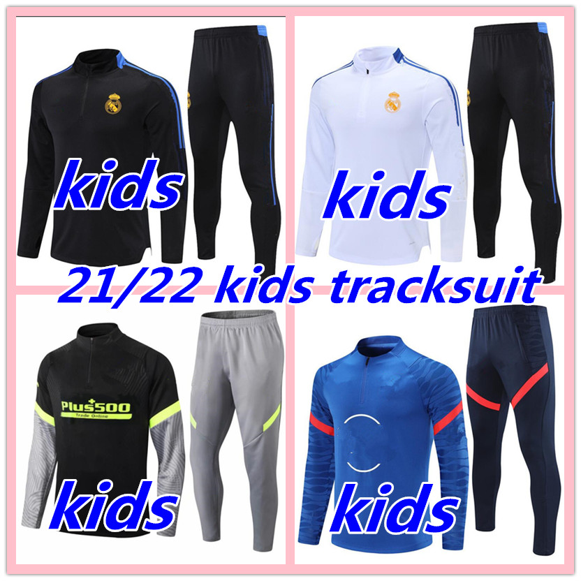 

21 22 kids real Madrid survetement jacket Training suit soccer tracksuits 2021 2022 Atletico child football jackets tracksuit set