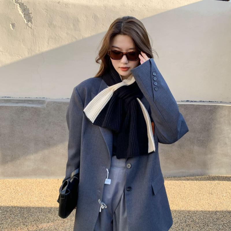 

Scarves 2021 Cashmere Scarf Winter Women Pashmina Shawls Warm Blanket Wraps Female Foulard Bandana Thick Knitting Bufanda, Blue;gray