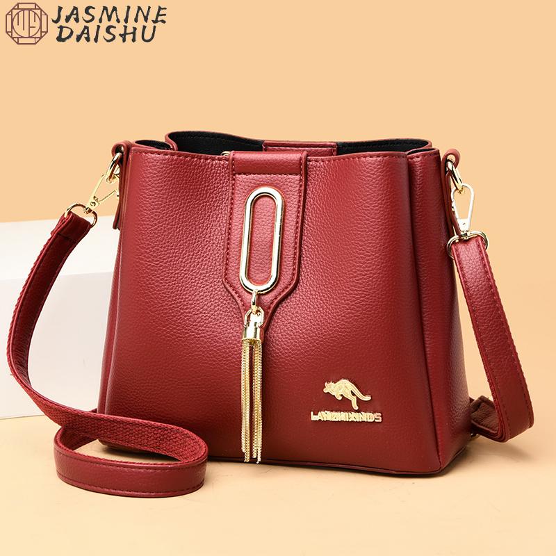 

Evening Bags Luxury Tassel Handbag Womens Fashion High Quality PU Leather Shoulder Large Capacity Ladies Simple Diagonal Sac A Main