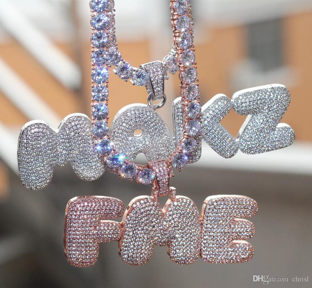 

Designer Necklace A-Z Custom Name Letters Name Necklaces & Pendant Charm For Men Women Gold Silver Color Cubic Zirconia with Rope Chain Gifts