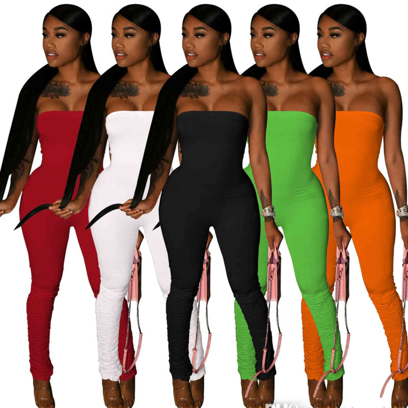 

Women Chest Wrapped Jumpsuits Casual Solid Color Sexy Romper Black Long Pants Bodysuit Elegant Casual Jogging Nightclub Clothing