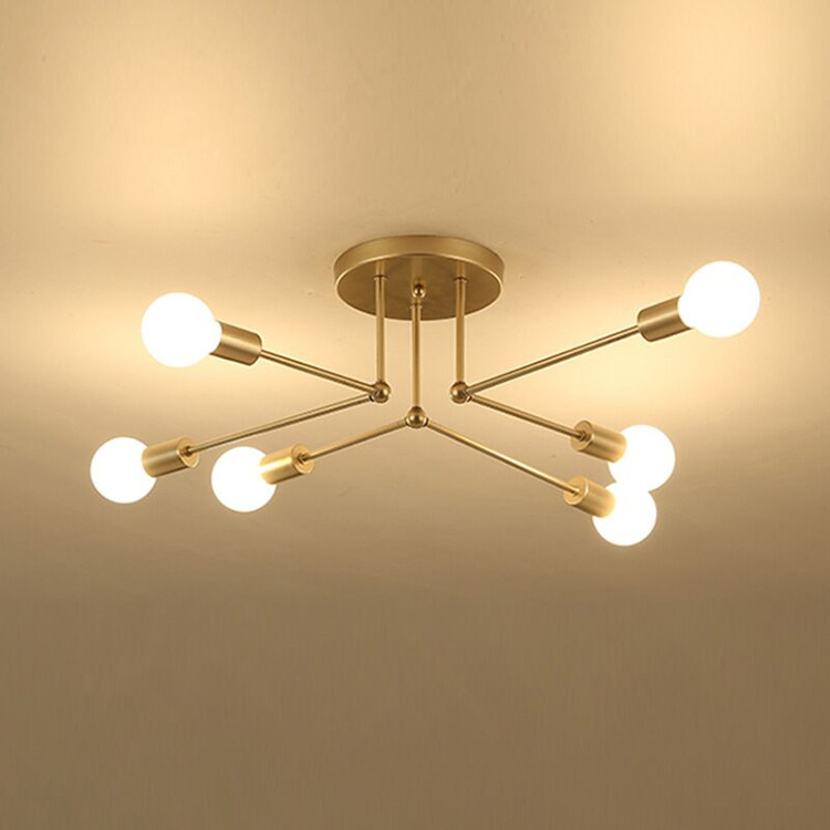 

Retro Loft Nordic Pipe Wrought Iron Ceiling Lights Lamp for Living Room Bedroom Vintage E27 lampara techo CL-6023