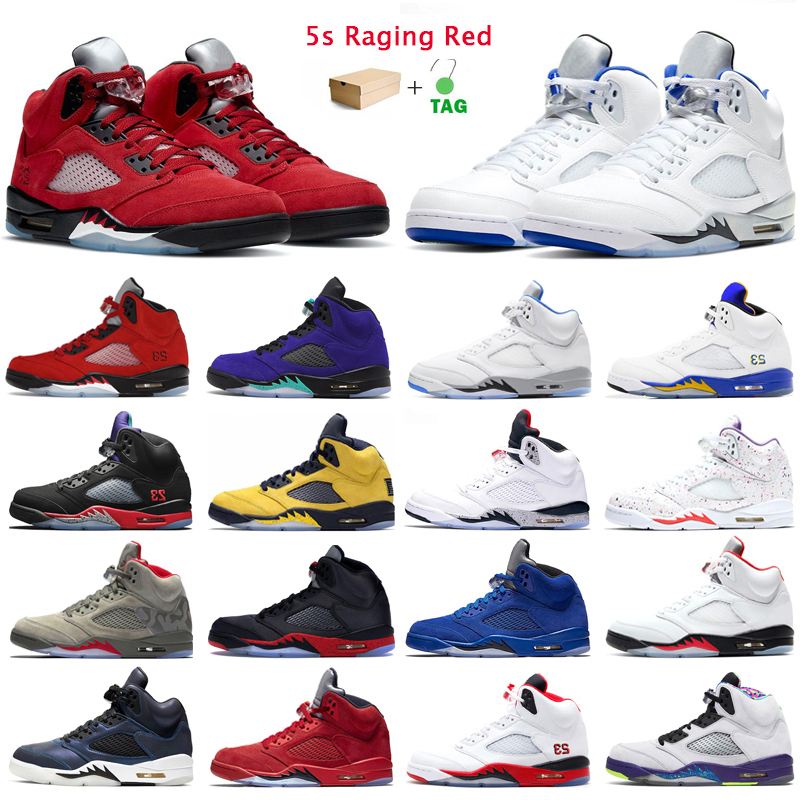 

5s Raging Red Mens Basketball Shoes Jumpman 5 Hyper Royal OG Black Metallic TOP 3 Men Trainers Outdoor Sports Sneakers with box