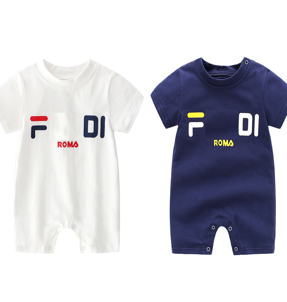 

Baby Boy Girls Romper Fashion Brand Baby Clothes Short-sleeved Newborn Jumpsuit Boy Clothes, Blue