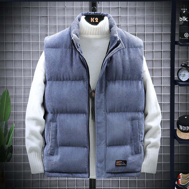 

New Fashion Mens Vest Short Sleeveless Men Winter Jacket Stand Collar Down Jacket Top Vest for Man, Gray
